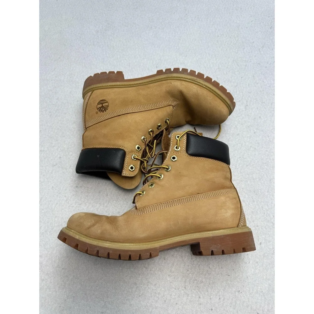 Timberland Boots Mens Size 10 Wheat Nubuck Leather 6 Inch Work Waterproof 10061